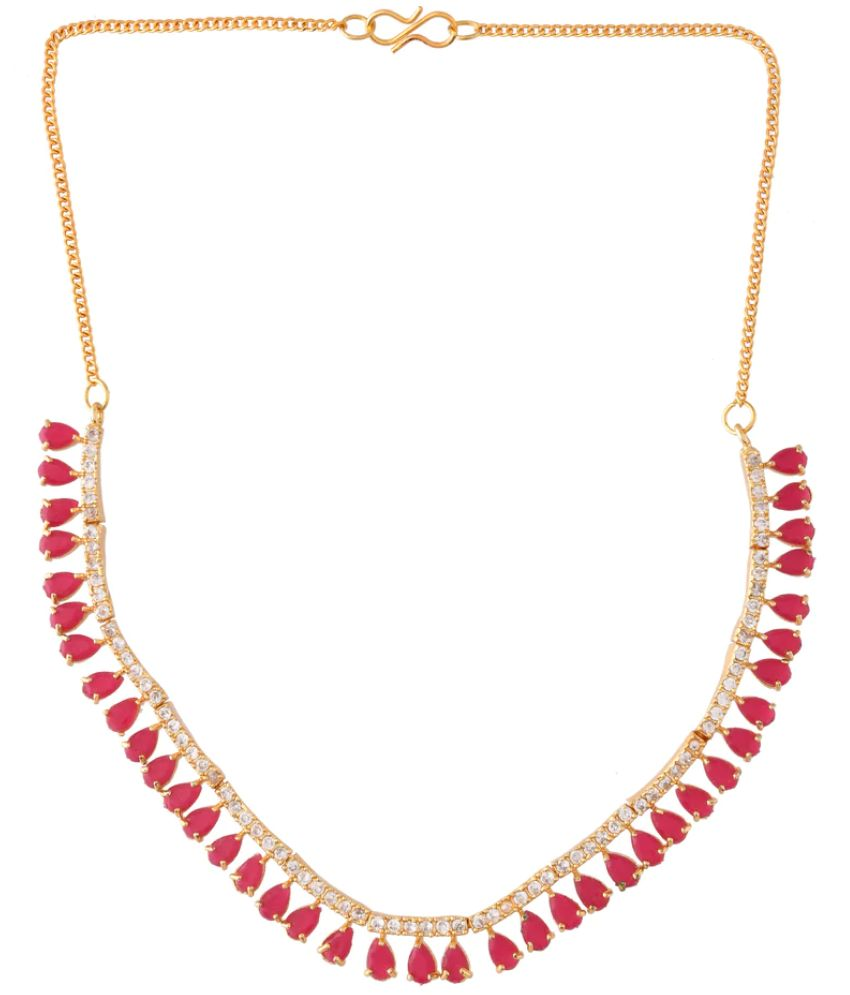     			PUJVI Pink Alloy Necklace Set ( Pack of 1 )