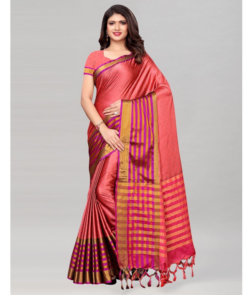     			Satrani Silk Blend Self Design Saree With Blouse Piece - Mauve ( Pack of 1 )