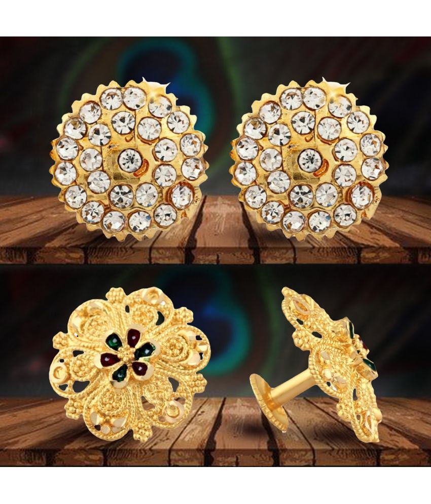     			VIVASTRI Golden Stud Earrings ( Pack of 2 )