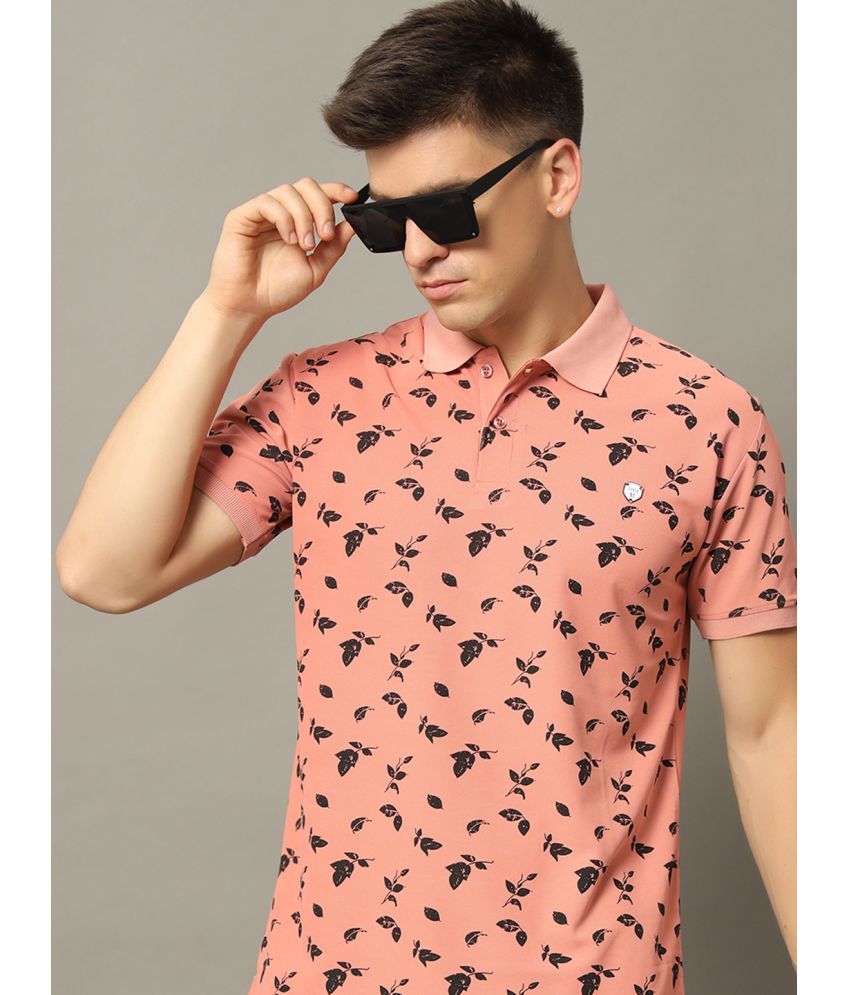     			WESTMAN Cotton Blend Regular Fit Printed Half Sleeves Men's Polo T Shirt - Coral ( Pack of 1 )