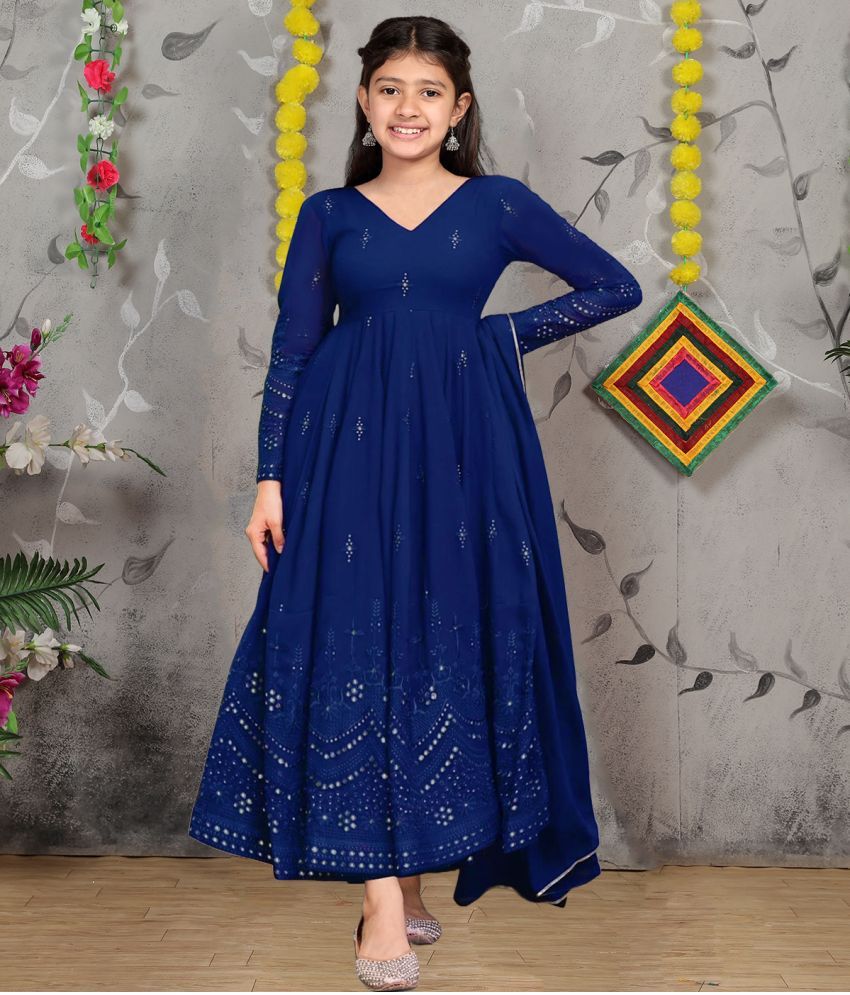     			kedar fab Blue Georgette Girls Gown ( Pack of 1 )