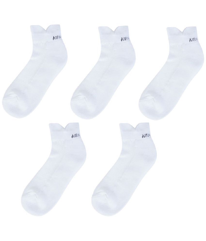     			AIR GARB Cotton Men's Solid White Low Cut Socks ( Pack of 5 )