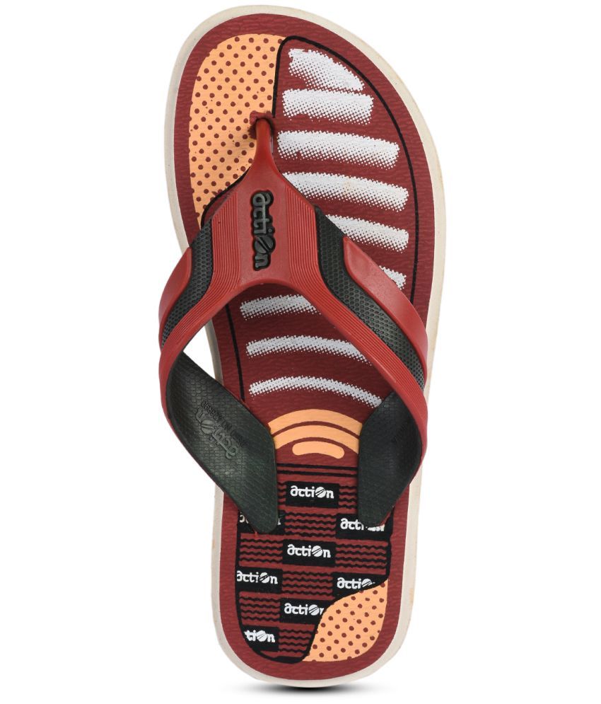     			Action Maroon Men's Thong Flip Flop