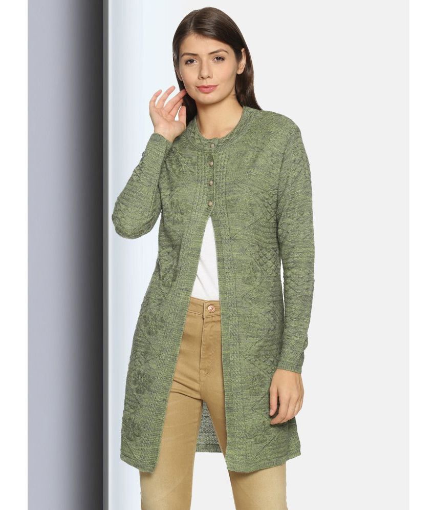     			Clapton Acro Wool Round Neck Women's Buttoned Cardigans - Green ( )