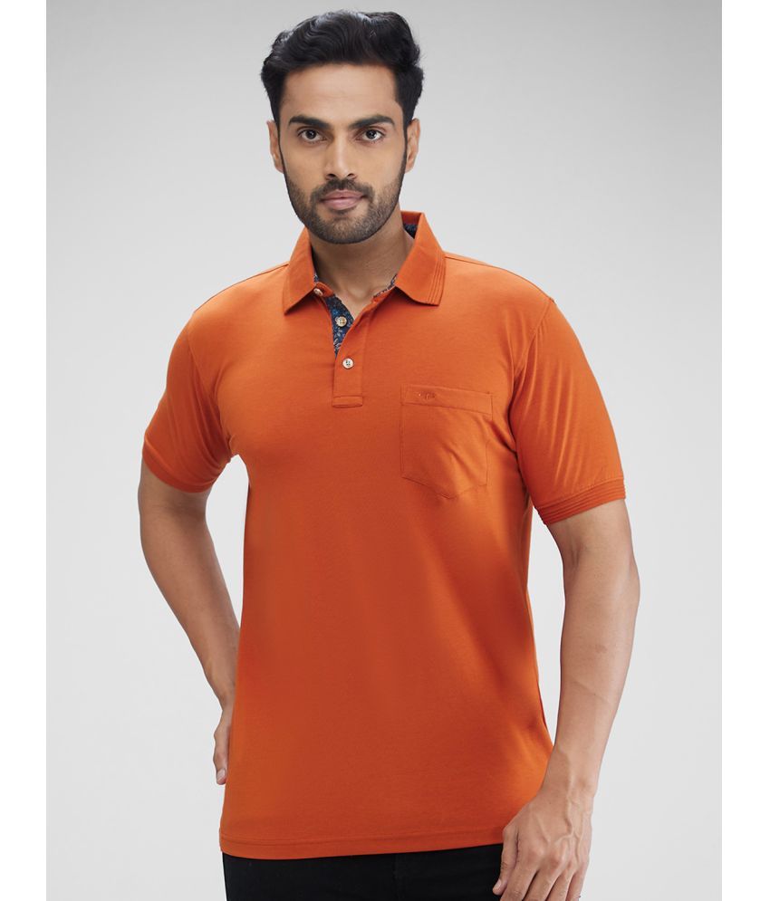     			Colorplus Cotton Blend Regular Fit Solid Half Sleeves Men's Polo T Shirt - Orange ( Pack of 1 )