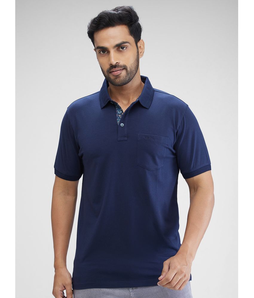     			Colorplus Cotton Blend Regular Fit Solid Half Sleeves Men's Polo T Shirt - Blue ( Pack of 1 )