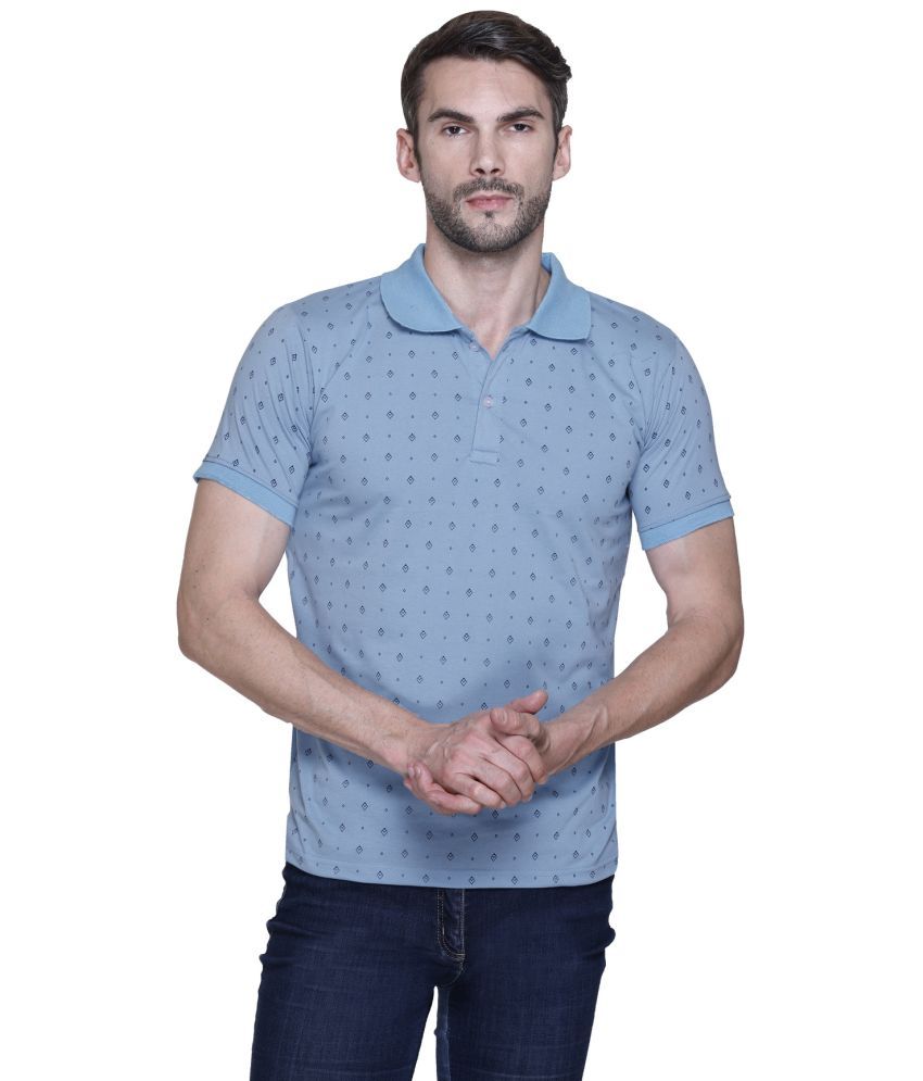     			DeeFab Pack of 1 Cotton Regular Fit Printed Half Sleeves Men's Polo T Shirt ( Blue )