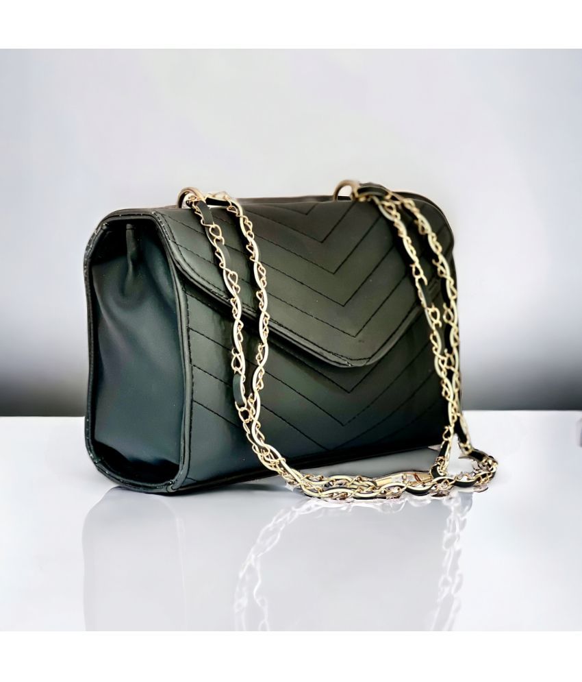     			Fine Design Black PU Sling Bag
