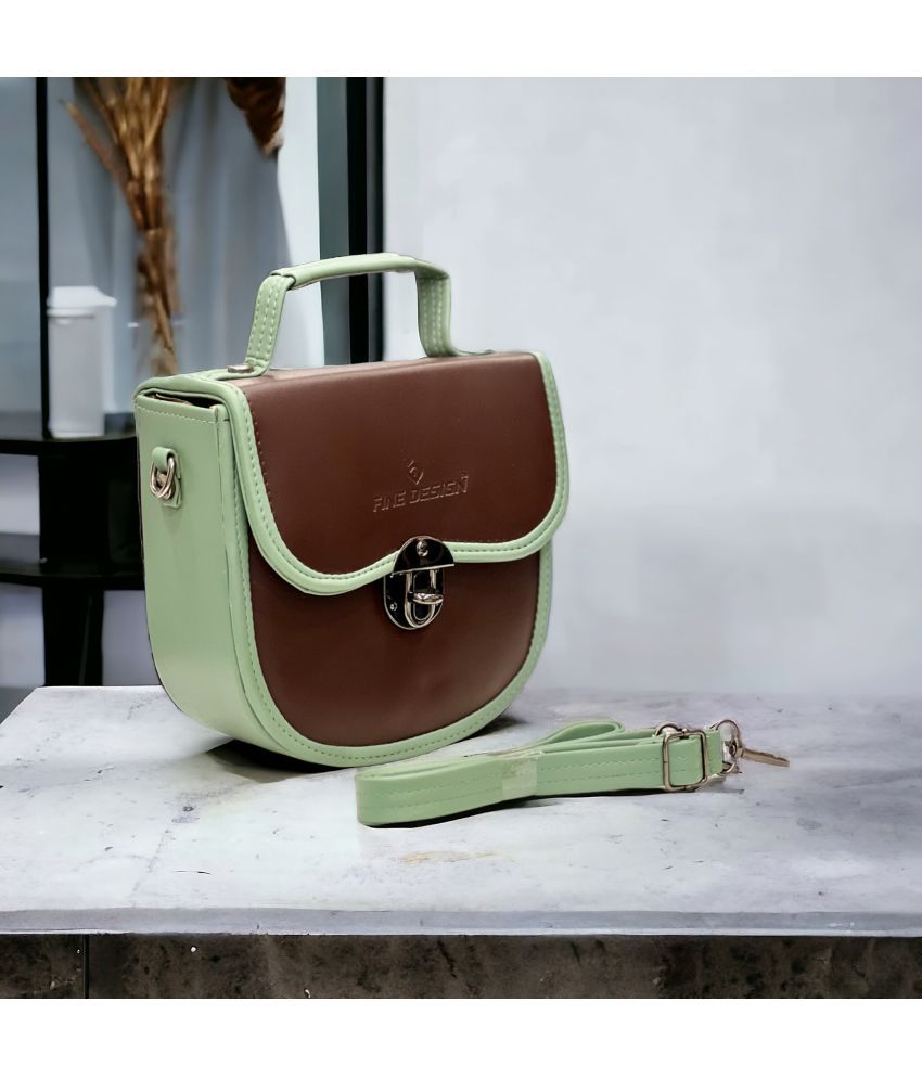     			Fine Design Brown PU Sling Bag