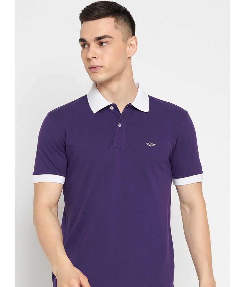     			GET GOLF Pack of 1 Cotton Blend Regular Fit Solid Half Sleeves Men's Polo T Shirt ( Purple )