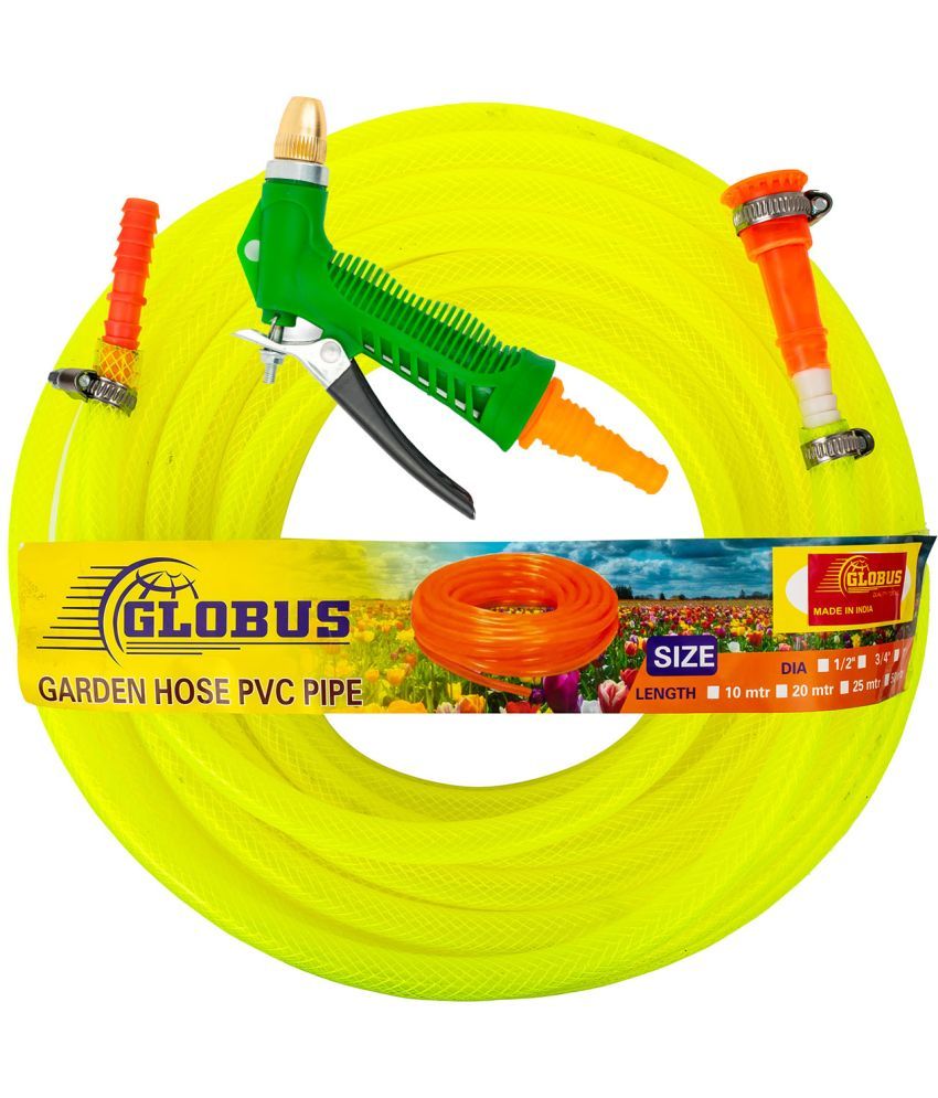     			Globus Garden Nylon Water Hose Pipe(Length-15 Mtr & Thickness-1/2"/12.5mm)Multicolour with Gun Sprayer