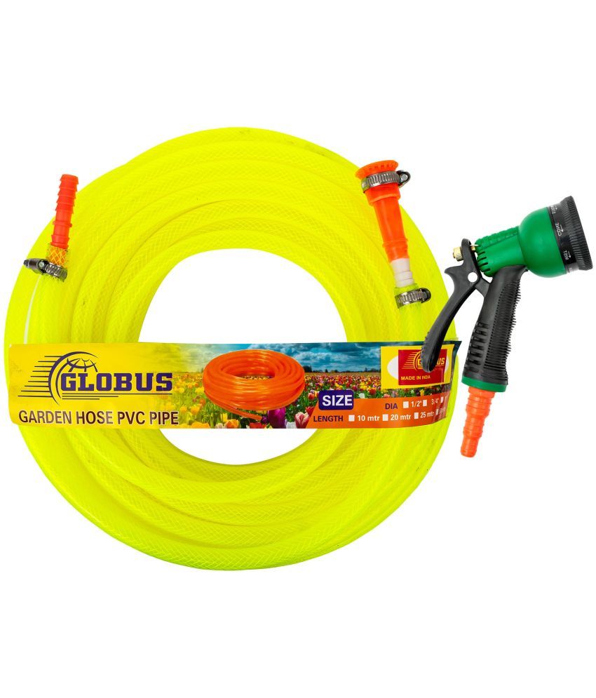     			Globus Garden Nylon Water Hose Pipe(Length-20 Mtr & Thickness-1/2"/12.5mm)Multicolour with Gun Sprayer