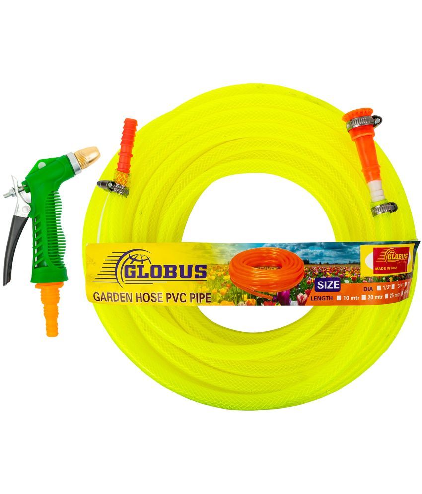     			Globus Garden Nylon Water Hose Pipe(Length-5 Mtr &Thickness-1/2"/12.5mm) Multicolour with Gun Sprayer