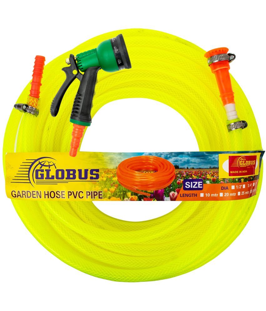     			Globus Garden Nylon Water Hose Pipe(Length-5 Mtr&Thickness-1/2"/12.5mm) Multicolour with Gun Sprayer