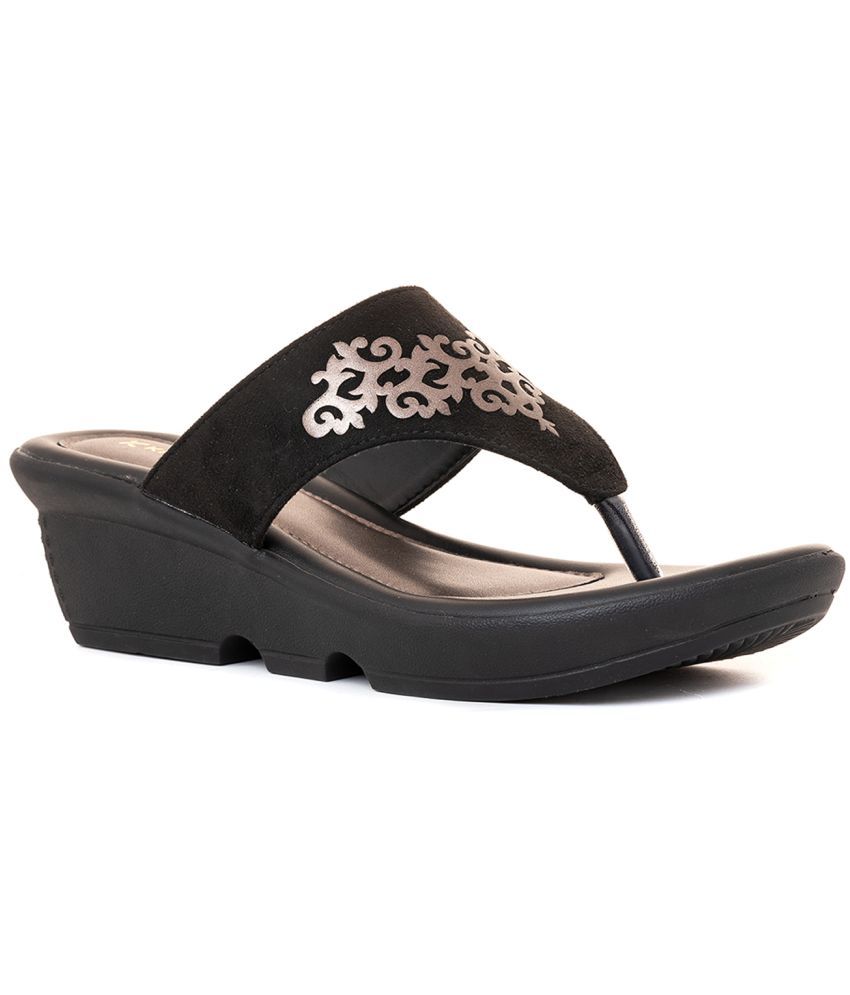     			KHADIM Black Women's Slip On Heels