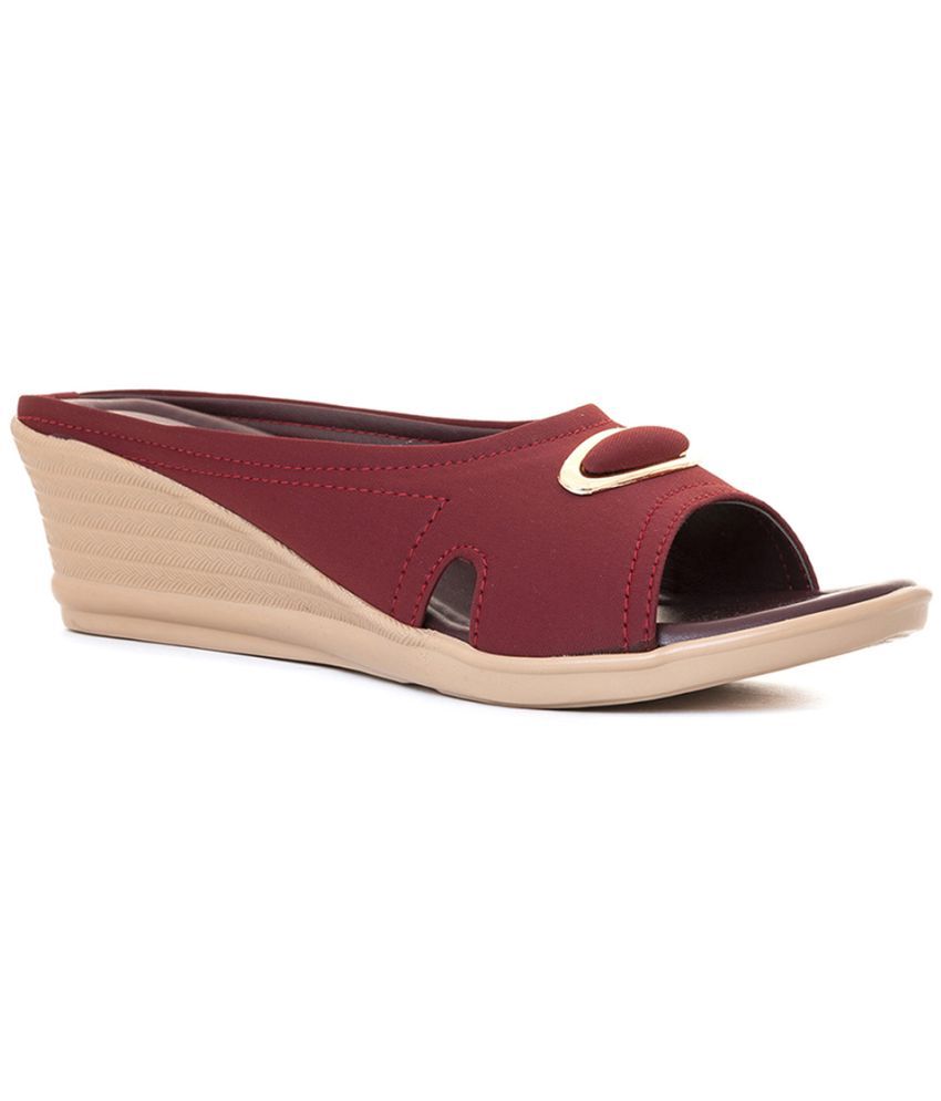     			KHADIM Maroon Women's Slip On Heels