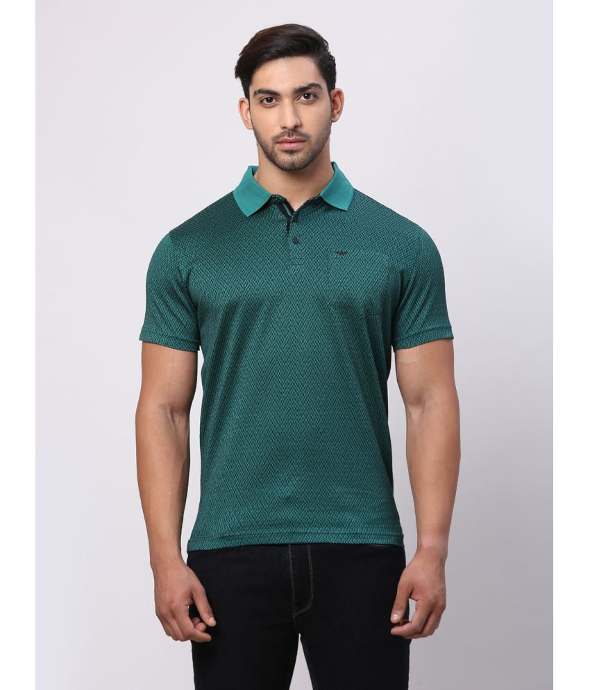     			Park Avenue Cotton Slim Fit Self Design Half Sleeves Men's Polo T Shirt - Green ( Pack of 1 )