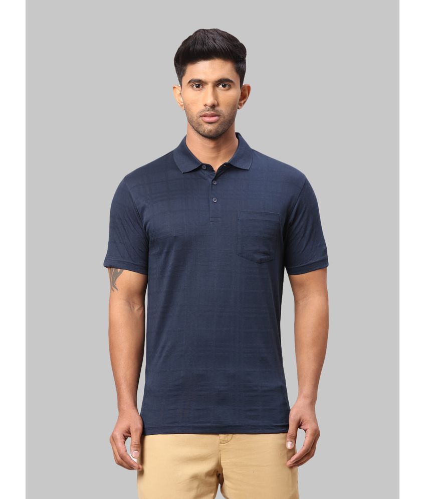     			Park Avenue Cotton Slim Fit Checks Half Sleeves Men's Polo T Shirt - Blue ( Pack of 1 )