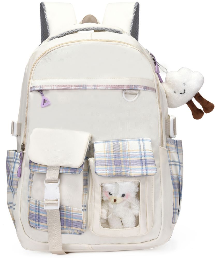     			Tinytot Cream Polyester Backpack For Kids