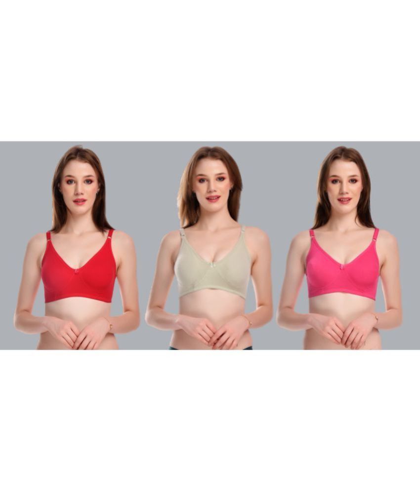     			Viral Girl Pack of 3 Cotton Non Padded Women's Everyday Bra ( Red ) SD-CANNY-SET2