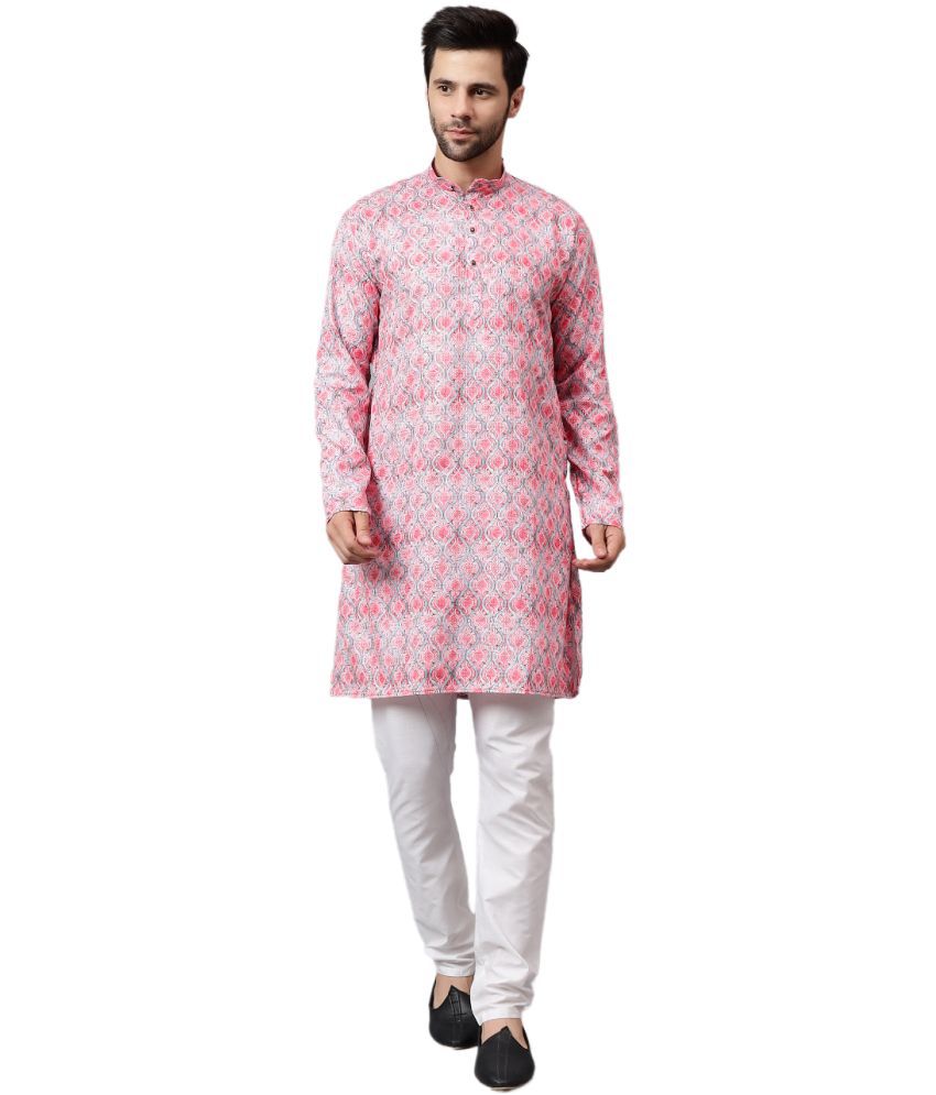     			Yugnik Pink Rayon Regular Fit Men's Kurta Pyjama Set ( Pack of 1 )