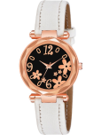 KIARVI GALLERY White Leather Analog Womens Watch