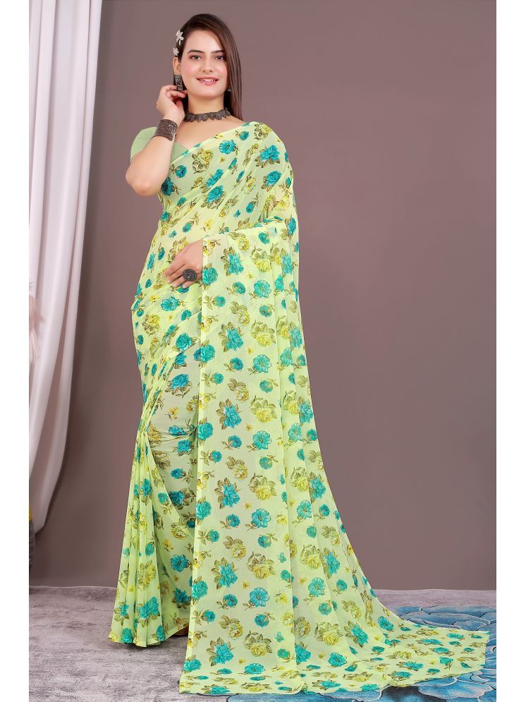     			Aishwarya Georgette Printed Saree Without Blouse Piece - Sea Green ( Pack of 1 )