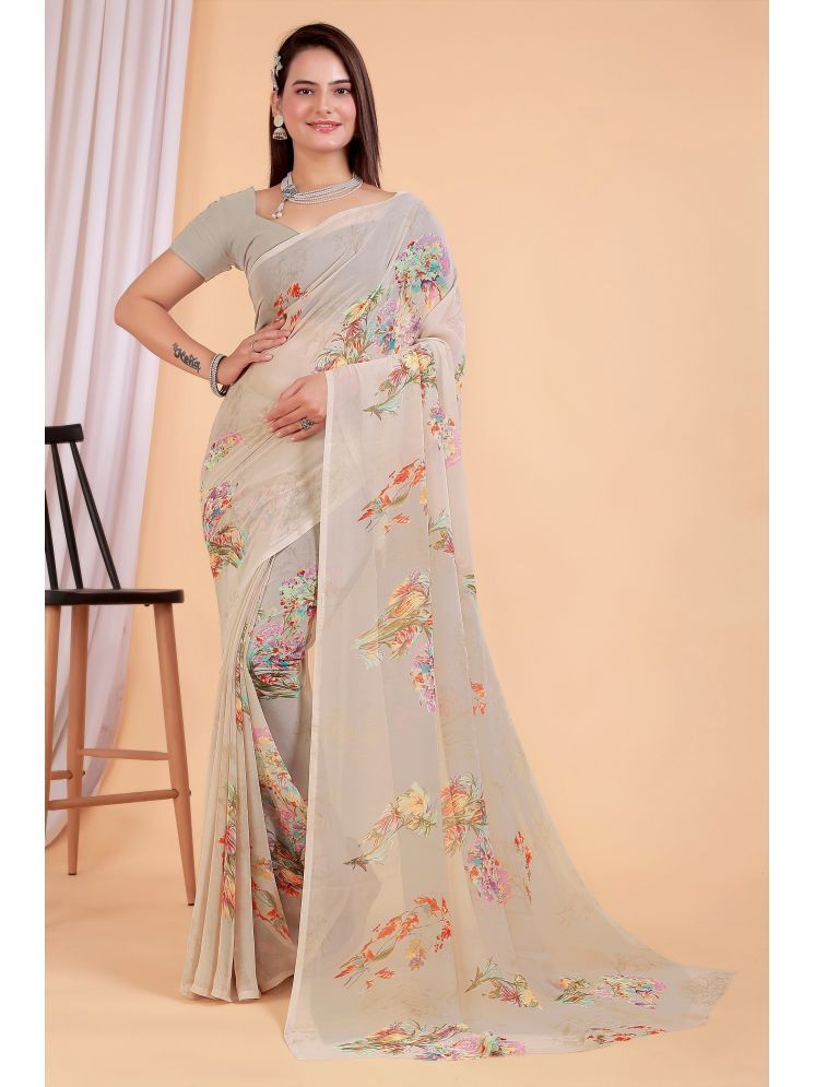     			Aishwarya Georgette Printed Saree Without Blouse Piece - Grey ( Pack of 1 )