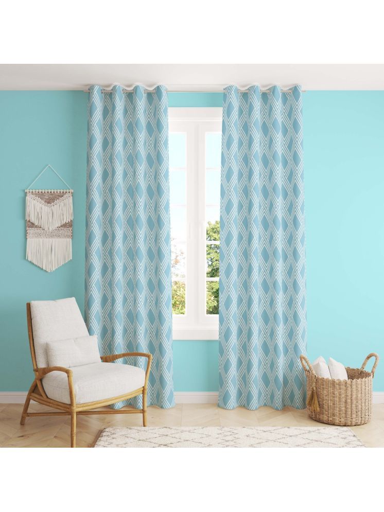     			BBM Abstract Room Darkening Eyelet Curtain 6 ft ( Pack of 2 ) - Blue