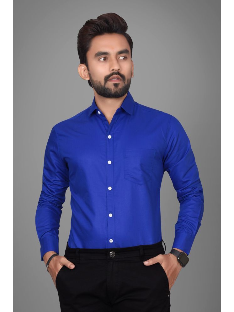     			BOUGHT FIRST Cotton Blend Regular Fit Full Sleeves Men's Formal Shirt - Blue ( Pack of 1 )