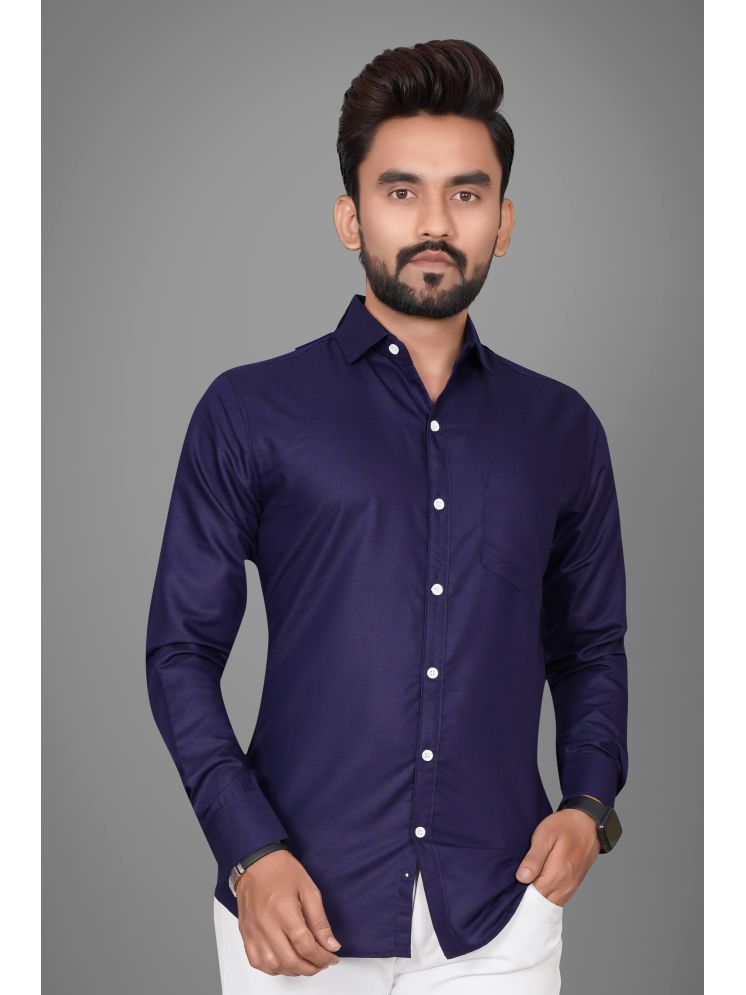     			BOUGHT FIRST Cotton Blend Regular Fit Full Sleeves Men's Formal Shirt - Navy ( Pack of 1 )