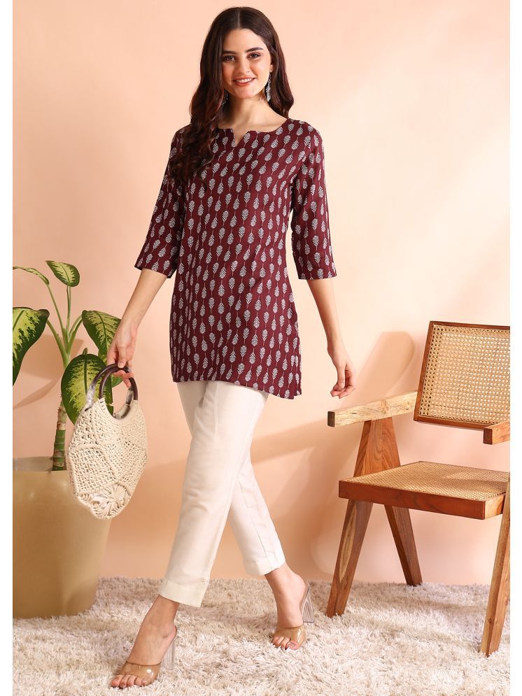     			DSK STUDIO Viscose Printed Straight Women's Kurti - Maroon ( Pack of 1 )