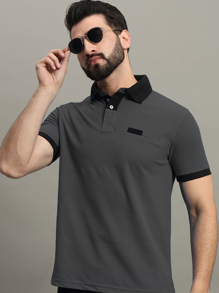     			GET GOLF Cotton Blend Regular Fit Solid Half Sleeves Men's Polo T Shirt - Charcoal ( Pack of 1 )