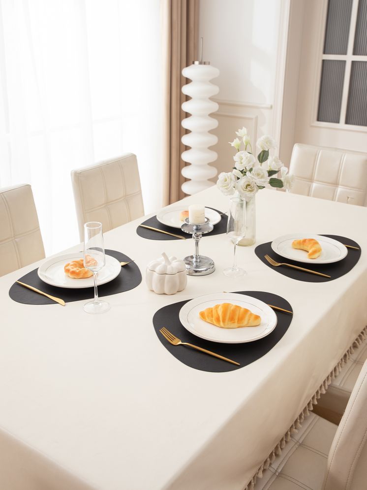     			HOKIPO Faux Leather Solid Table Mats ( 45 cm x 30 cm ) Pack of 4 - Black