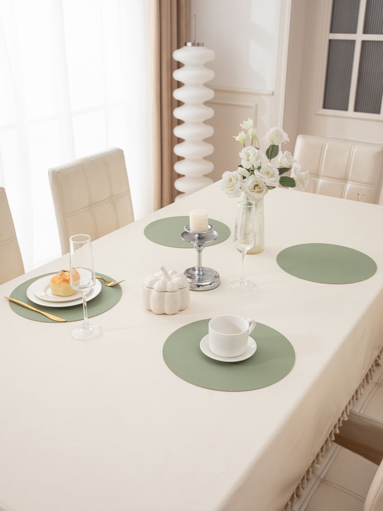     			HOKIPO Faux Leather Solid Table Mats ( 30 cm x 30 cm ) Pack of 4 - Green