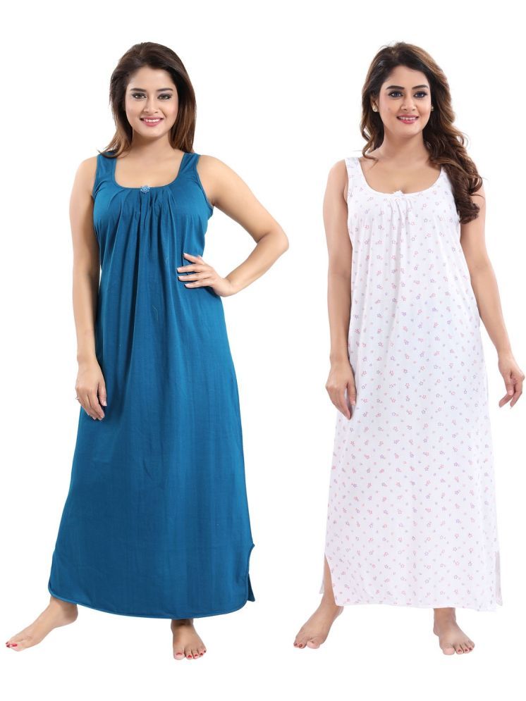     			INNER BEATS Multicolor Cotton Blend Women's Nightwear Night Dress ( Pack of 2 )