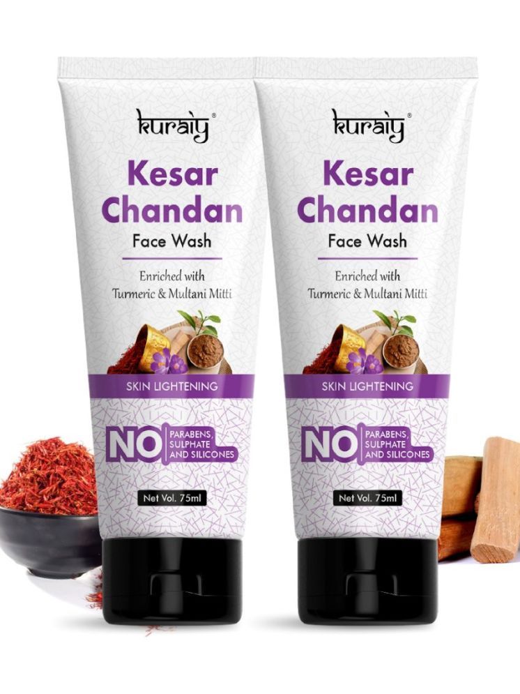     			KURAIY Gold Kesar Chandan Face wash For Glowing Skin, All Skin Types 75ml Each (Pack of 2)