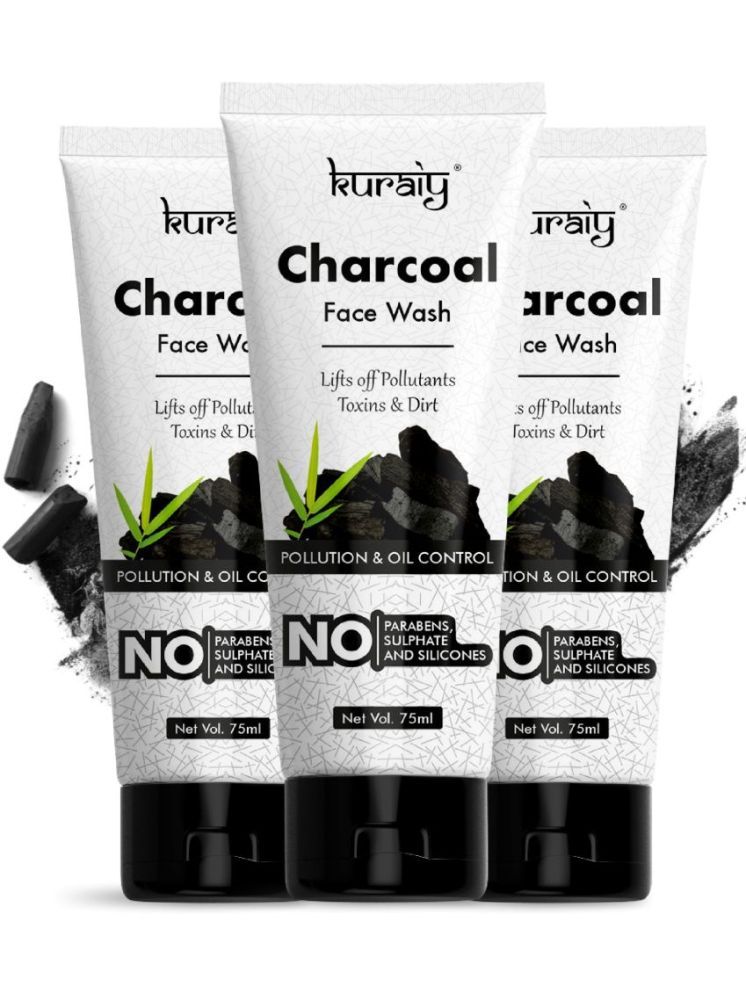     			KURAIY Activated Charcoal Skin Purifying + Deep Face Wash (75 ml) Pack Of 3