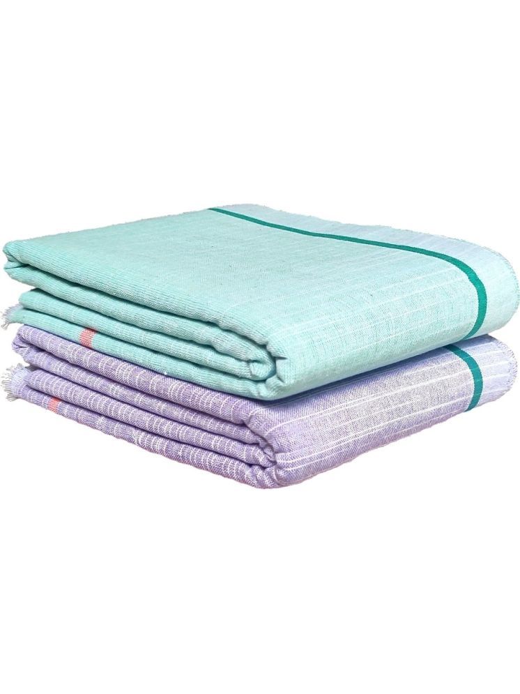     			Mk weaves Cotton Self Design Below 300 -GSM Bath Towel ( Pack of 2 ) - Multicolor