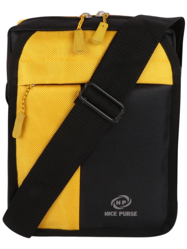     			Nice Purse Yellow Colorblocked Messenger Bag