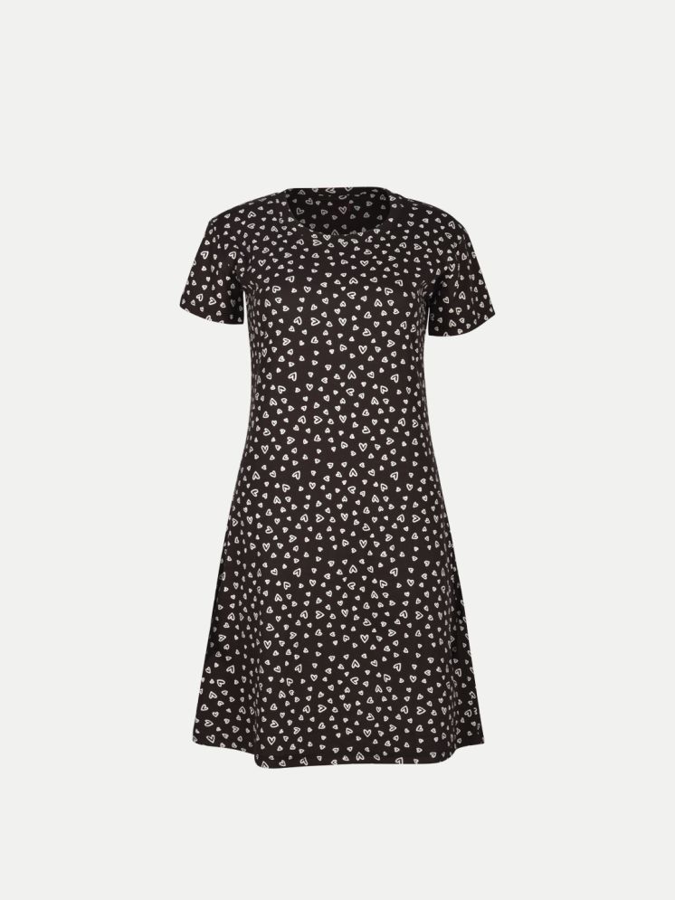     			Radprix Cotton Printed Knee Length Women's Shift Dress - Black ( Pack of 1 )