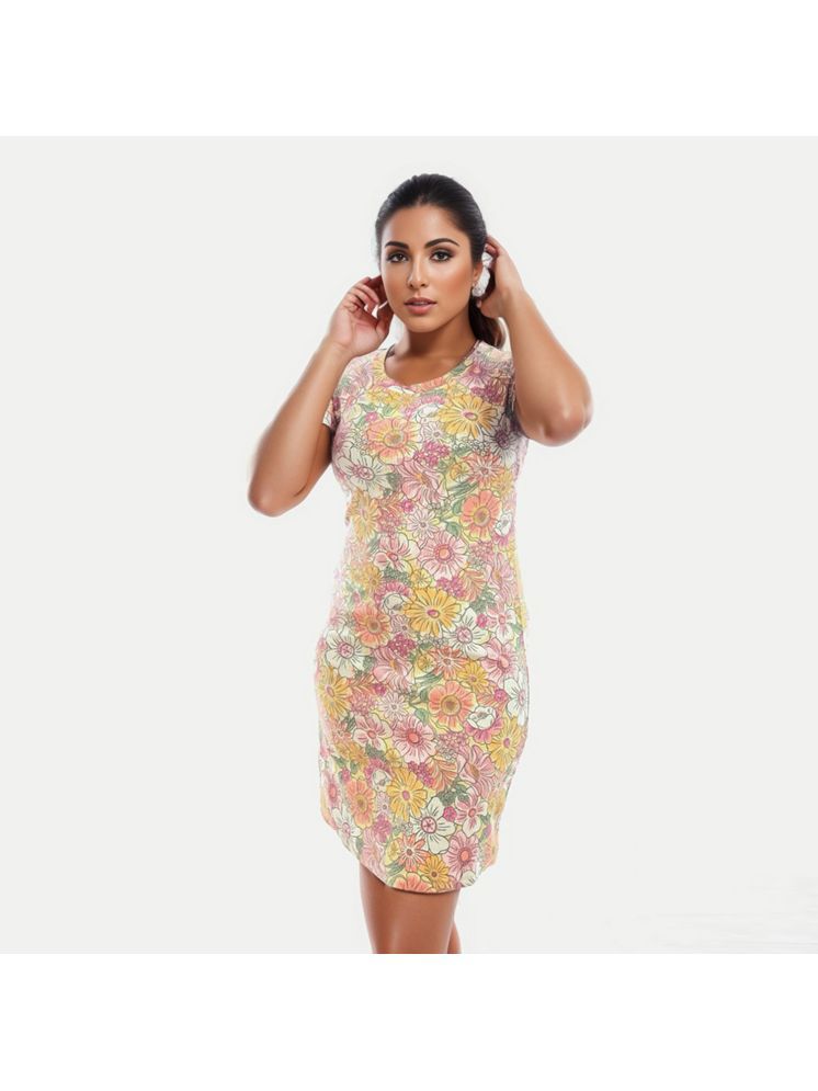     			Radprix Cotton Printed Mini Women's Bodycon Dress - Pink ( Pack of 1 )