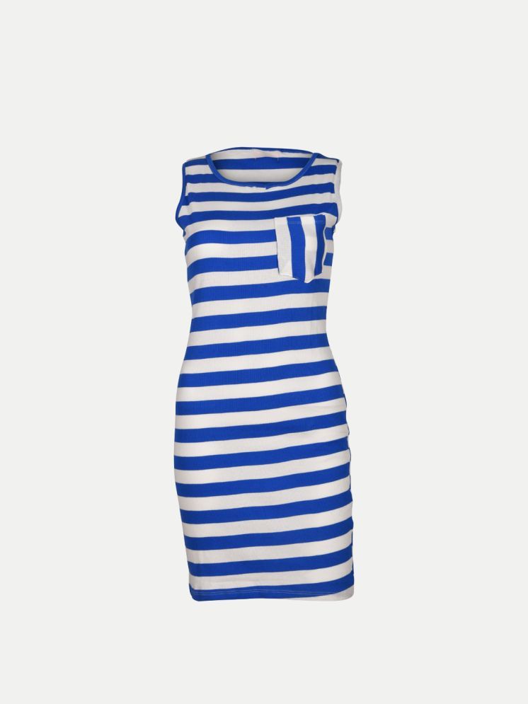     			Radprix Cotton Striped Knee Length Women's Bodycon Dress - Blue ( Pack of 1 )