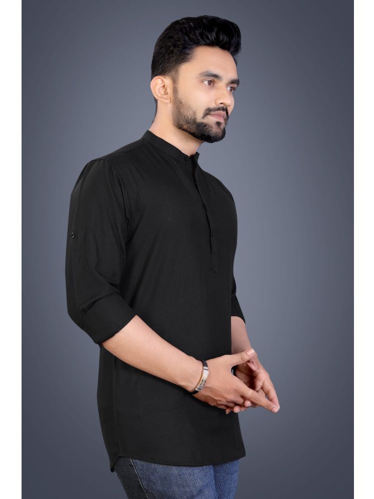     			S.K. CASUAL Black Cotton Men's Shirt Style Kurta ( Pack of 1 )