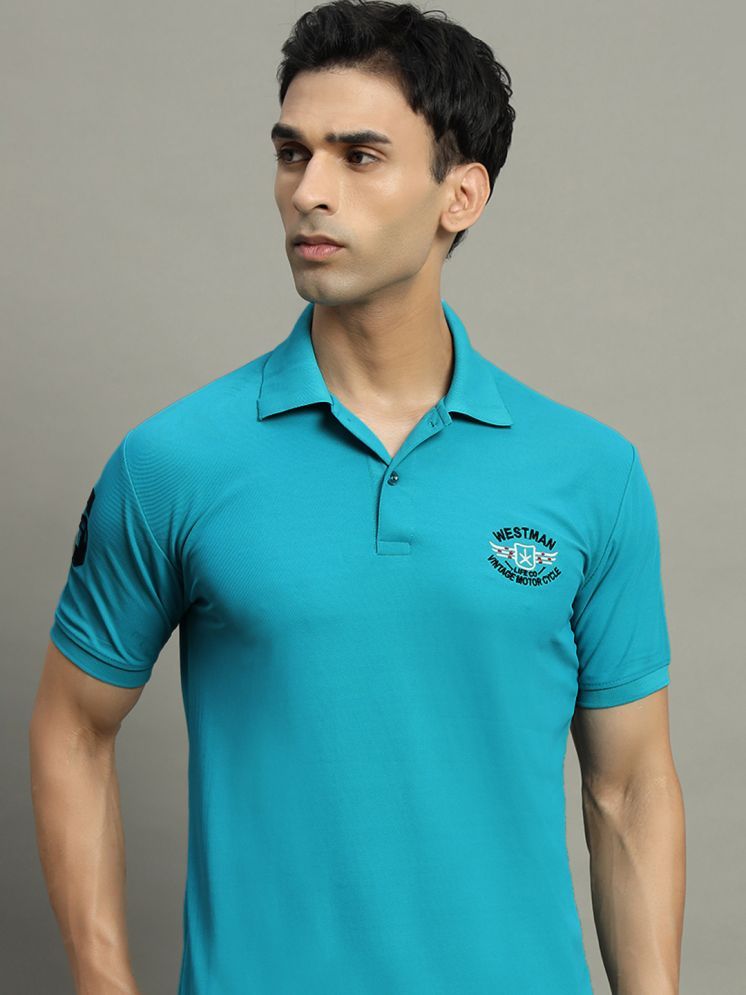     			WESTMAN Cotton Blend Regular Fit Embroidered Half Sleeves Men's Polo T Shirt - Sky Blue ( Pack of 1 )