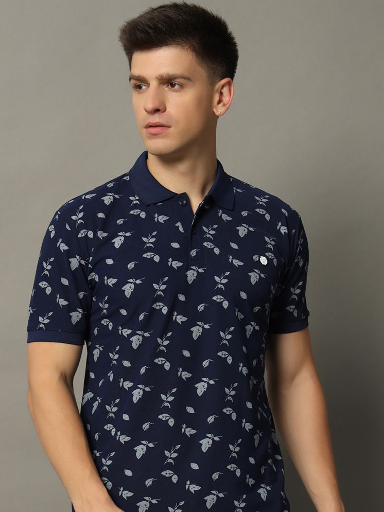     			WESTMAN Cotton Blend Regular Fit Printed Half Sleeves Men's Polo T Shirt - Navy ( Pack of 1 )