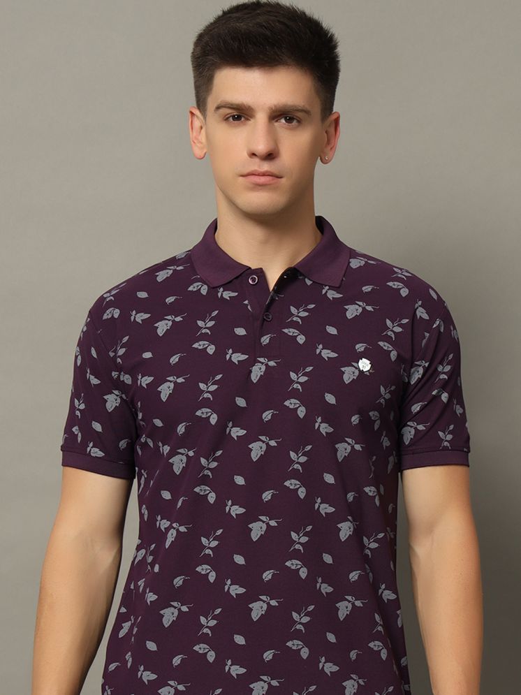     			WESTMAN Cotton Blend Regular Fit Printed Half Sleeves Men's Polo T Shirt - Purple ( Pack of 1 )