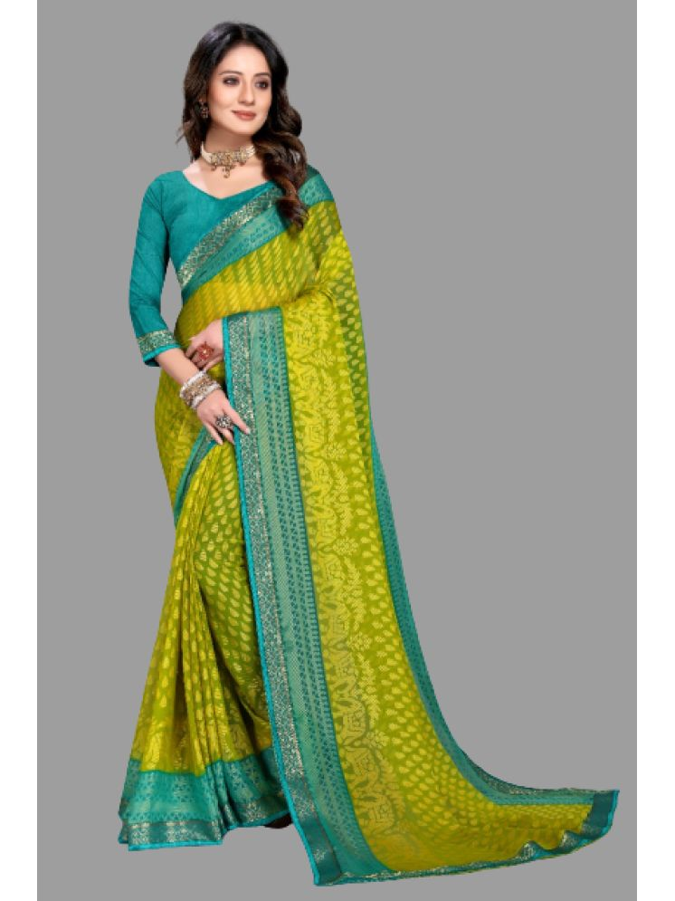     			mahalaxmi fab Georgette Applique Saree With Blouse Piece - Green ( Pack of 1 )