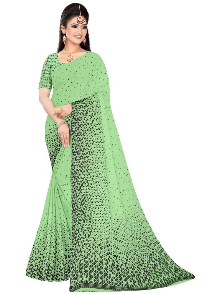     			mahalaxmi fab Georgette Printed Saree With Blouse Piece - Green ( Pack of 1 )