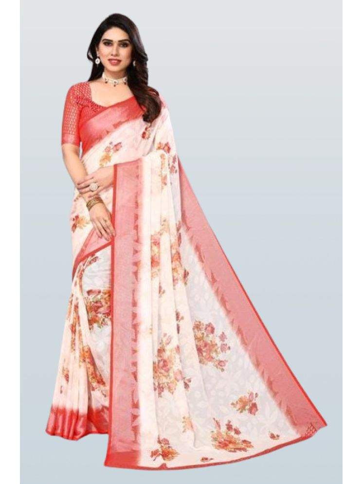     			mahalaxmi fab Silk Blend Printed Saree With Blouse Piece - Red ( Pack of 1 )